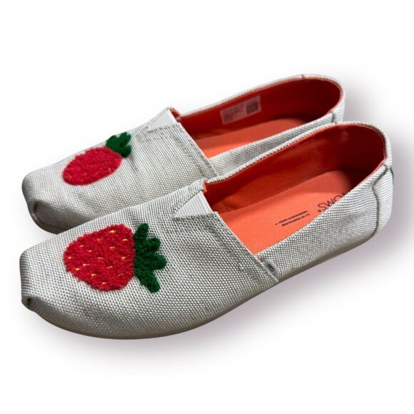 Toms Alpargata Espadrilles Loafers with Strawberry Embroidered Women’s‎ Size 8 - Picture 1 of 8